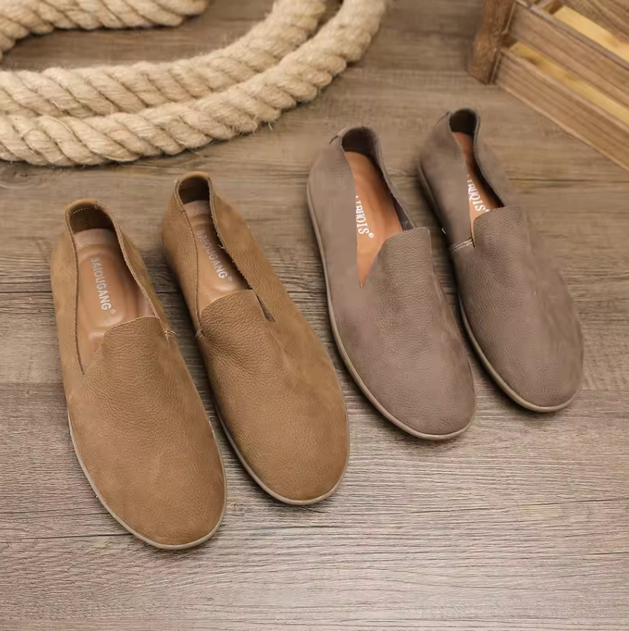 REAL LEATHER SLIP-ONS