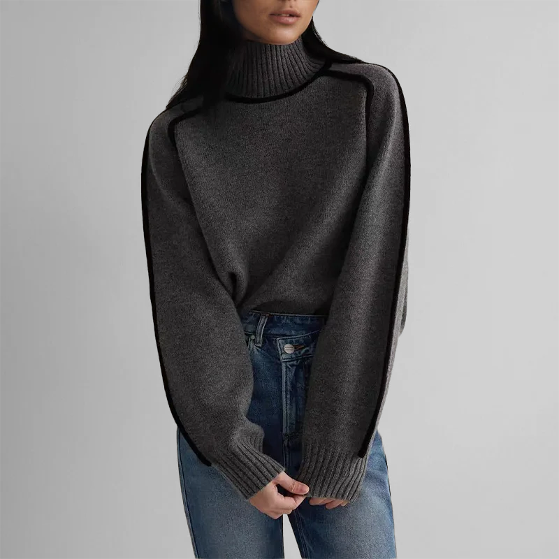 Elena Soft-Knit Ribbed Neck Sweater