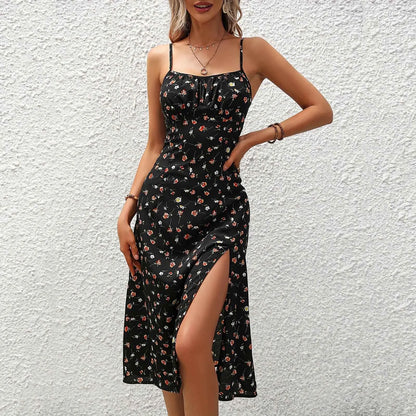 Boho Bloom Lace-Up Maxi Dress