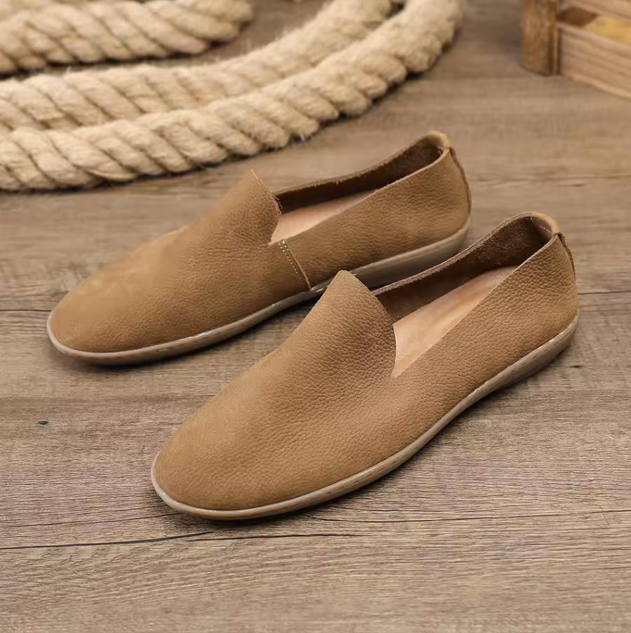REAL LEATHER SLIP-ONS