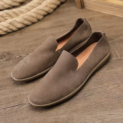 REAL LEATHER SLIP-ONS