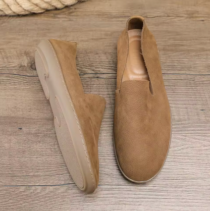 REAL LEATHER SLIP-ONS