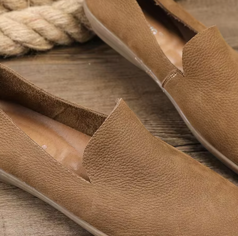 REAL LEATHER SLIP-ONS
