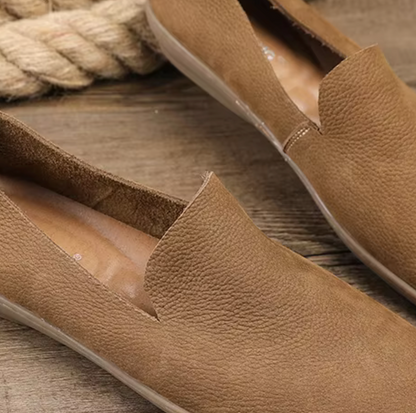 REAL LEATHER SLIP-ONS
