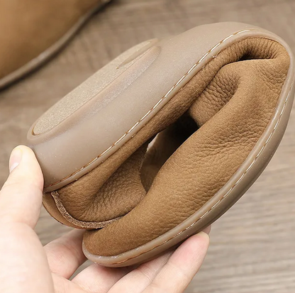 REAL LEATHER SLIP-ONS