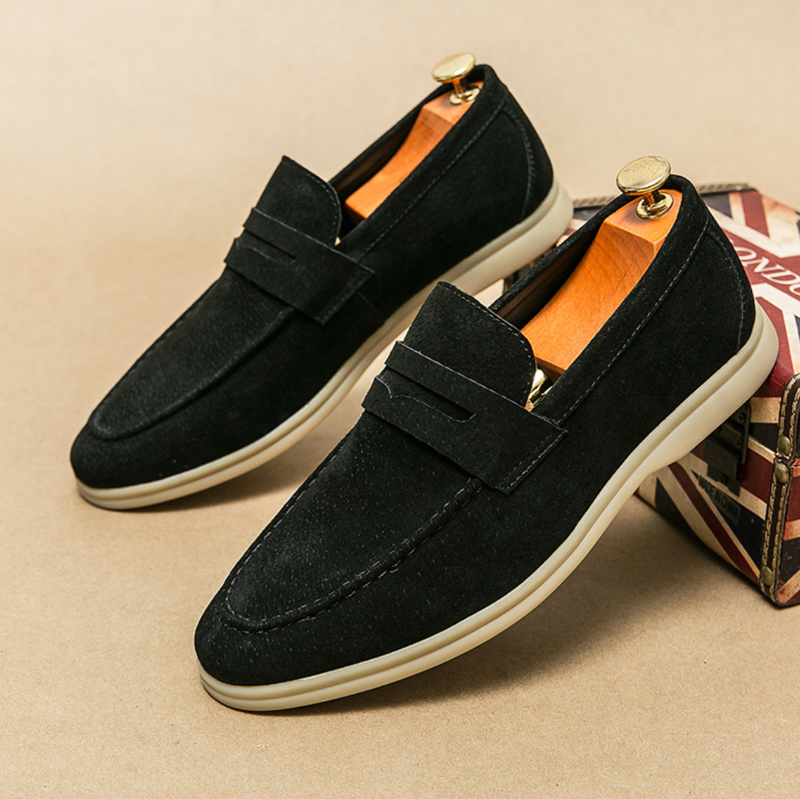 SUEDE SLIP-ON LOAFERS