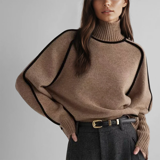 Elena Soft-Knit Ribbed Neck Sweater